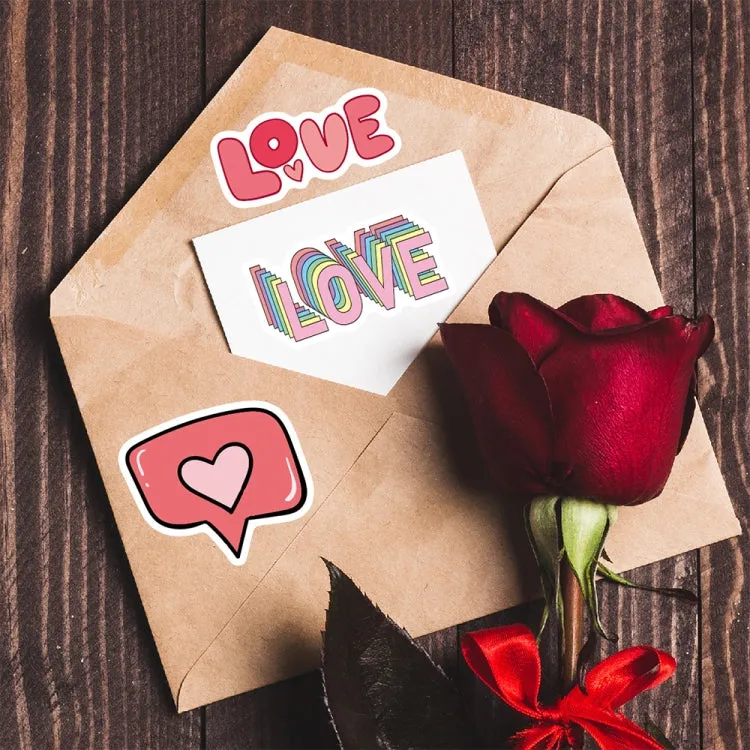 100pcs / Set Valentine Day Gifts Decorative Stickers Cartoon Waterproof Water Cup Sticker, Spec: N15, N14