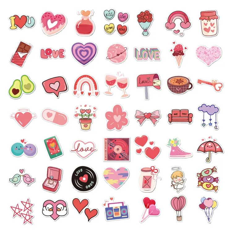 100pcs / Set Valentine Day Gifts Decorative Stickers Cartoon Waterproof Water Cup Sticker, Spec: N15, N14