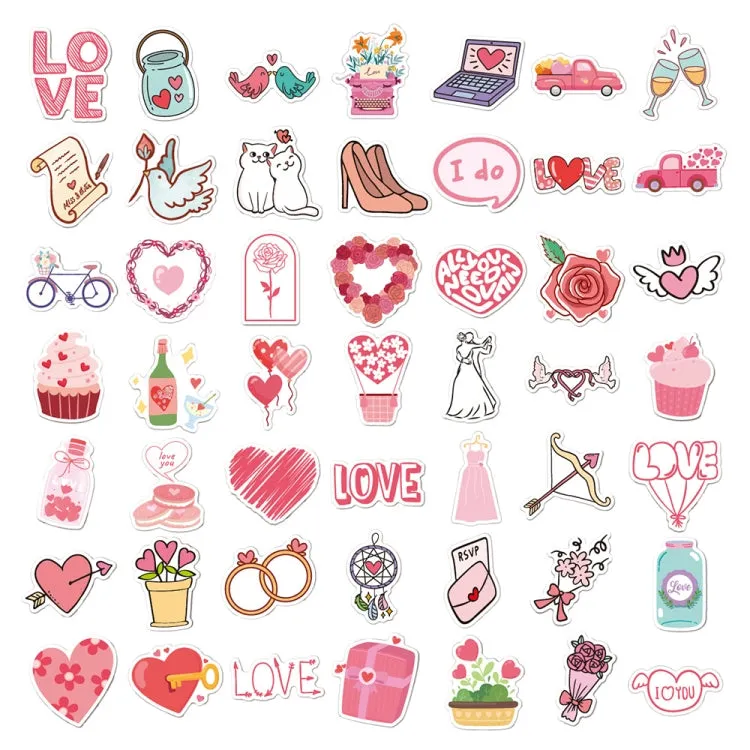 100pcs / Set Valentine Day Gifts Decorative Stickers Cartoon Waterproof Water Cup Sticker, Spec: N15, N14