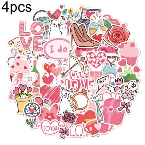 100pcs / Set Valentine Day Gifts Decorative Stickers Cartoon Waterproof Water Cup Sticker, Spec: N15, N14