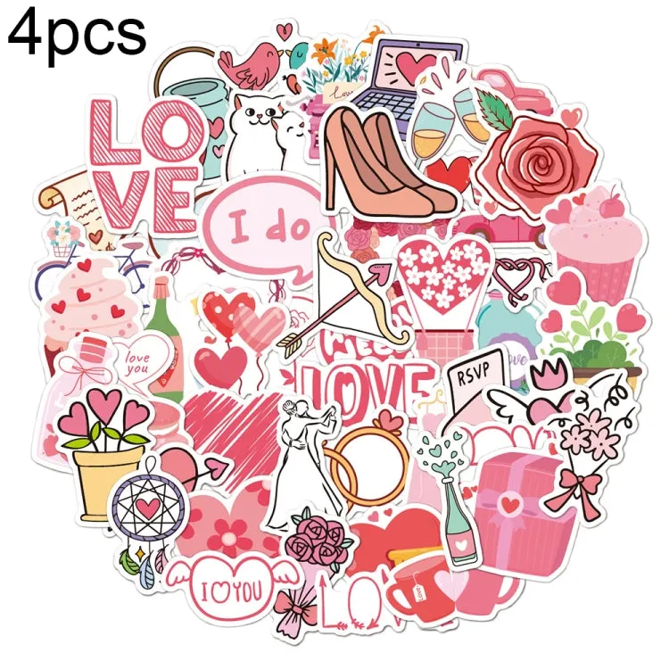 100pcs / Set Valentine Day Gifts Decorative Stickers Cartoon Waterproof Water Cup Sticker, Spec: N15, N14