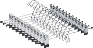 12 Pack Heavy Duty Add on Metal Pants Skirt Hangers, Stackable Add-on Metal Clothes Hangers with 2-Adjustable Clips, Cascading Clip Hangers Space Saving for Jeans, Slacks