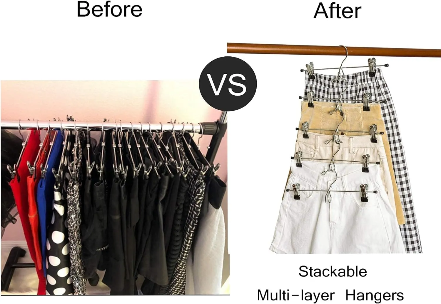 12 Pack Heavy Duty Add on Metal Pants Skirt Hangers, Stackable Add-on Metal Clothes Hangers with 2-Adjustable Clips, Cascading Clip Hangers Space Saving for Jeans, Slacks