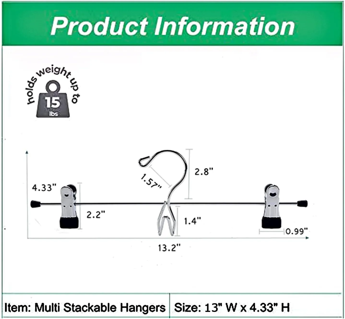 12 Pack Heavy Duty Add on Metal Pants Skirt Hangers, Stackable Add-on Metal Clothes Hangers with 2-Adjustable Clips, Cascading Clip Hangers Space Saving for Jeans, Slacks