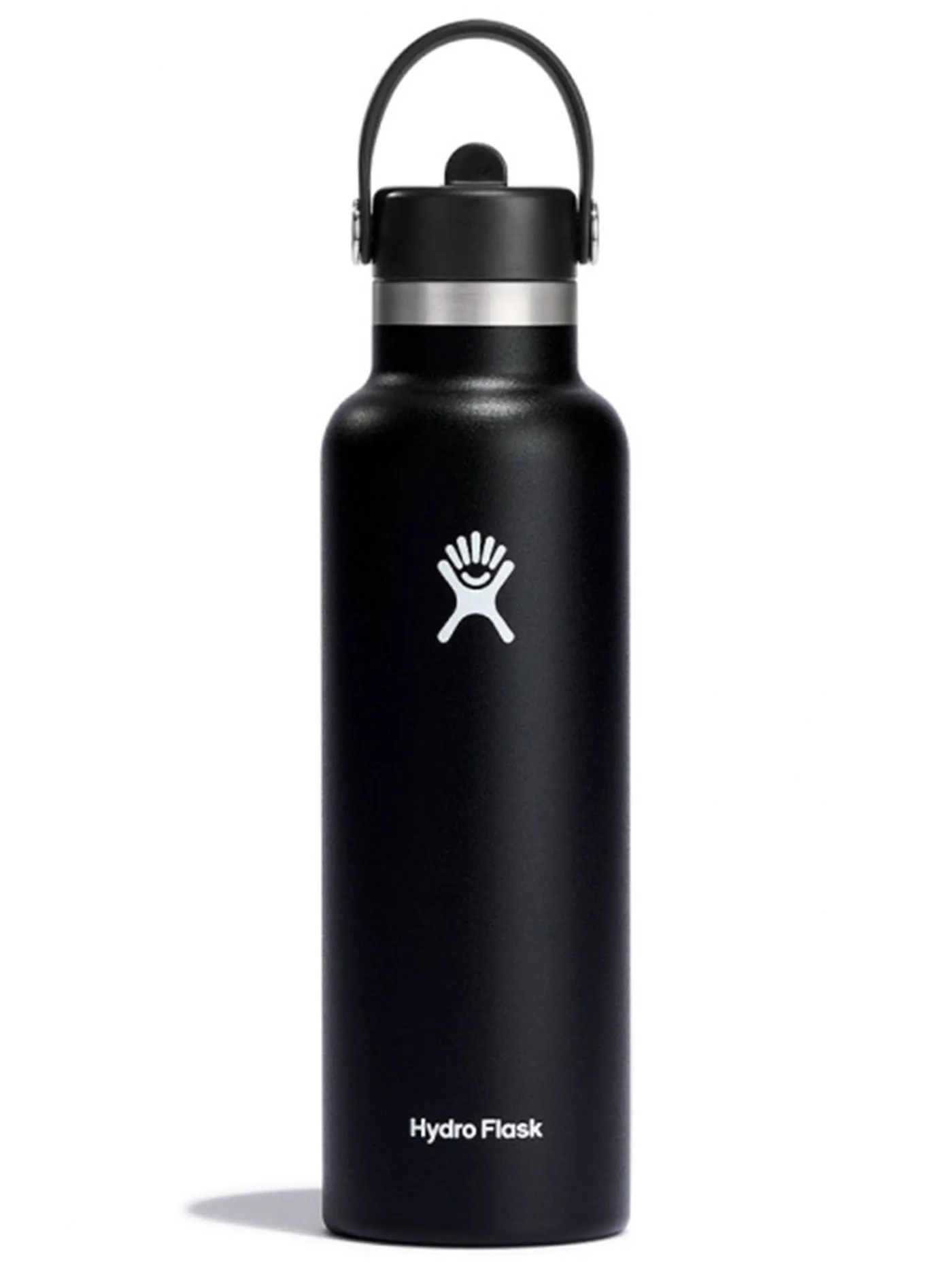 21oz Standard Mouth with Flex Straw Cap Black Bottle