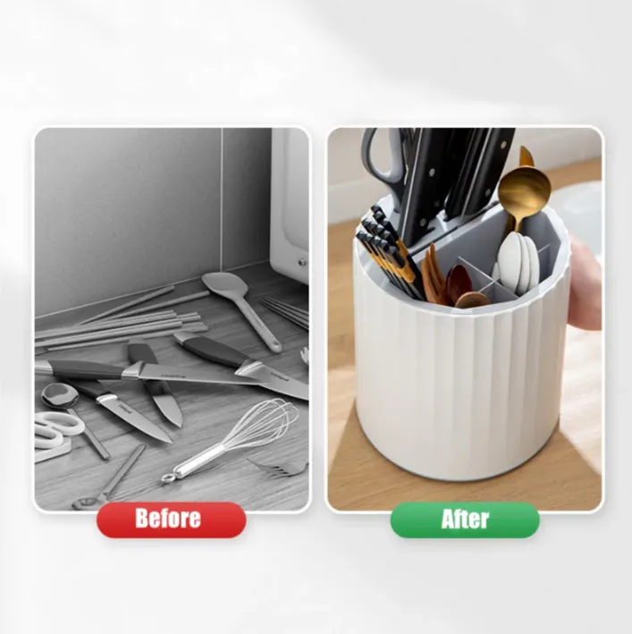 360° Rotating Multi-Functional Kitchen Drainable Cutlery Organiser DP-209