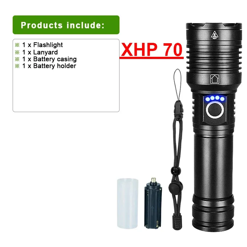 3800LM XHP360 LED Rechargeable Flashlight 18650 USB High Power LED Flashlight Zoom Torch IPX5 Tactical Lantern Camping Hand Lamp