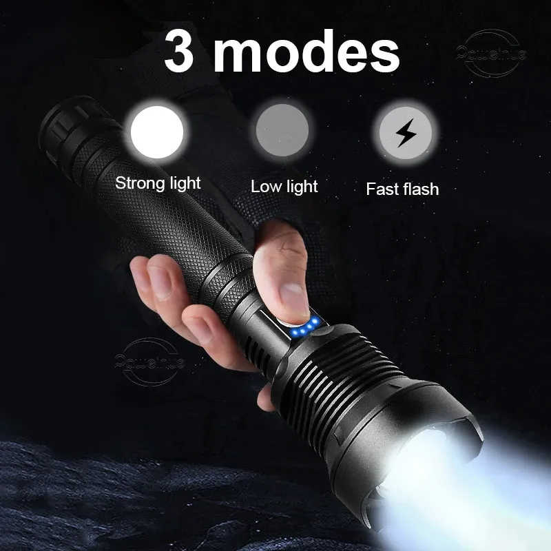3800LM XHP360 LED Rechargeable Flashlight 18650 USB High Power LED Flashlight Zoom Torch IPX5 Tactical Lantern Camping Hand Lamp