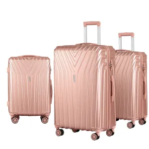 3pc Luggage Trolley Suitcase Sets | 20'' 24'' 28'' | Travel Hard Case | Lightweight Pink
