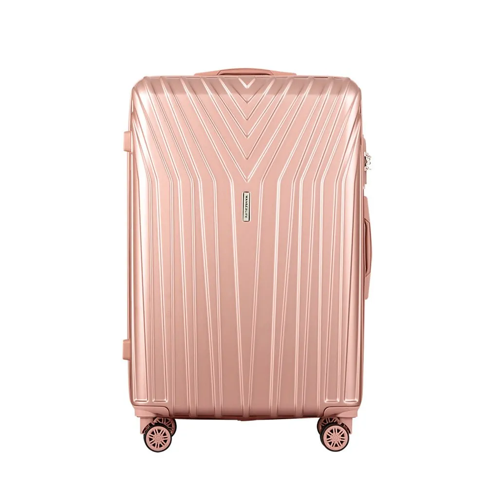 3pc Luggage Trolley Suitcase Sets | 20'' 24'' 28'' | Travel Hard Case | Lightweight Pink