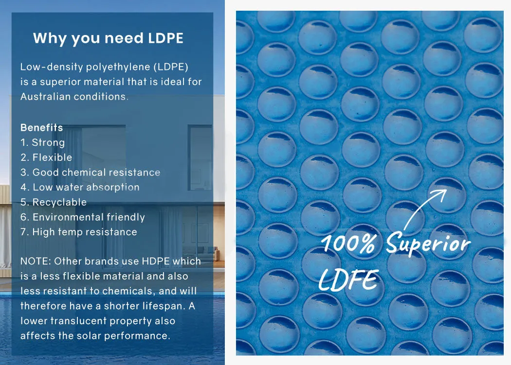 500 Micron LDPE Solar Pool Cover 11x5m - Blue by Aurelaqua