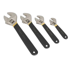 Adjustable Wrench Set 4pc Ni-Fe Finish