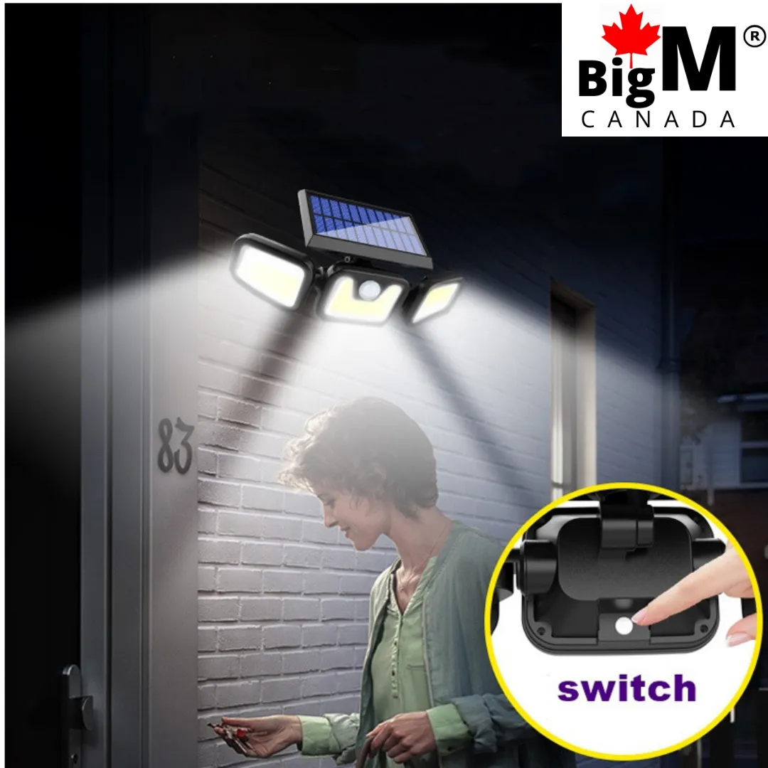 BigM 122 LED adjustable solar security motion sensor light for outdoor