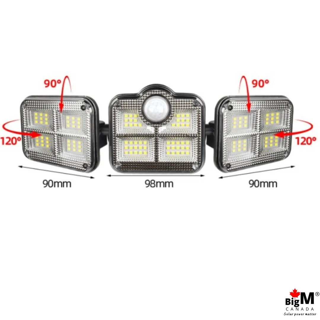 BigM 122 LED adjustable solar security motion sensor light for outdoor