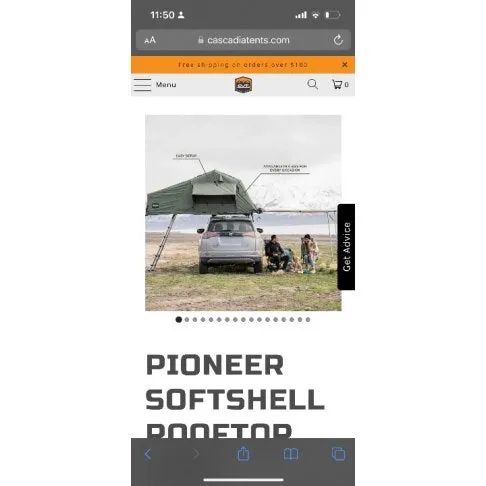 Cascadia Tents Pioneer Softshell Rooftop Tent
