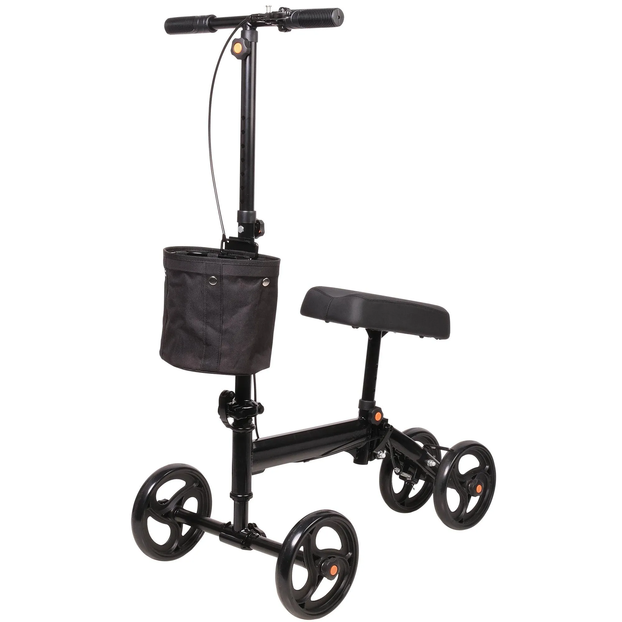 Foldable Knee Walker Adjustable Steerable Knee Scooter Suitable with Foot/Ankle Injuries, Black