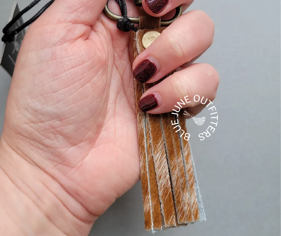 Hair On Leather Fringed Keychain by Myra Bag