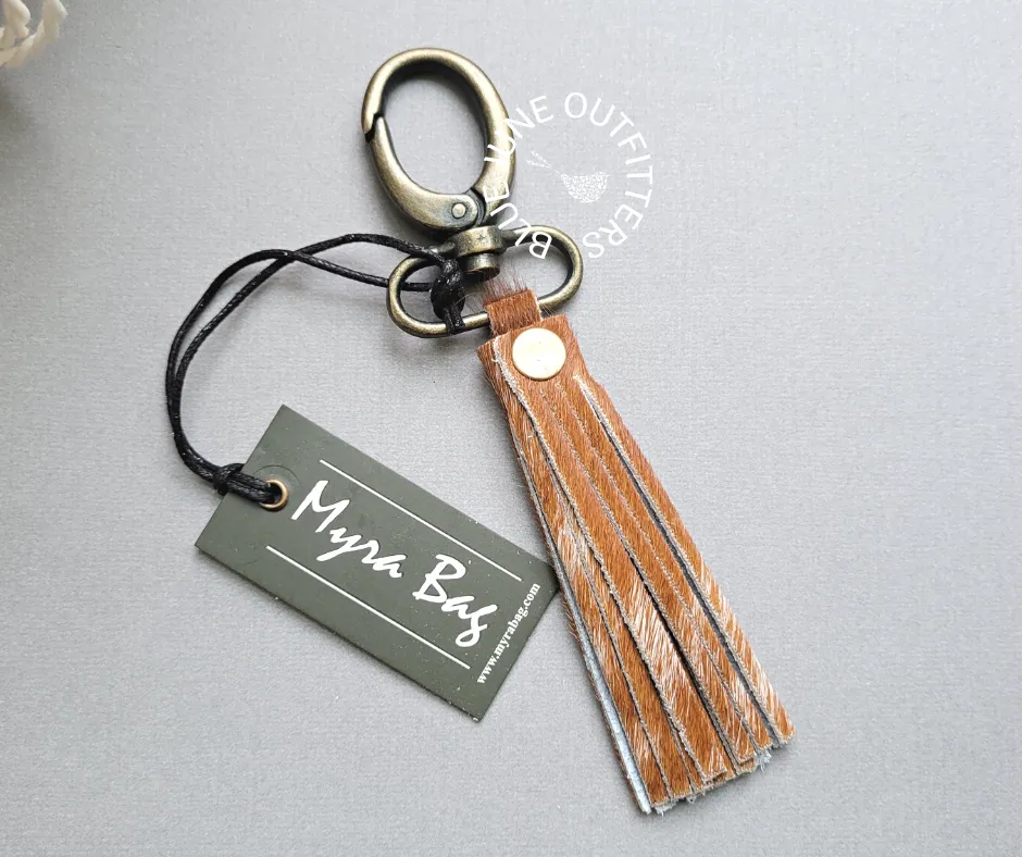 Hair On Leather Fringed Keychain by Myra Bag