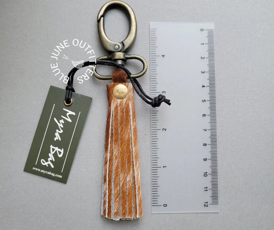 Hair On Leather Fringed Keychain by Myra Bag