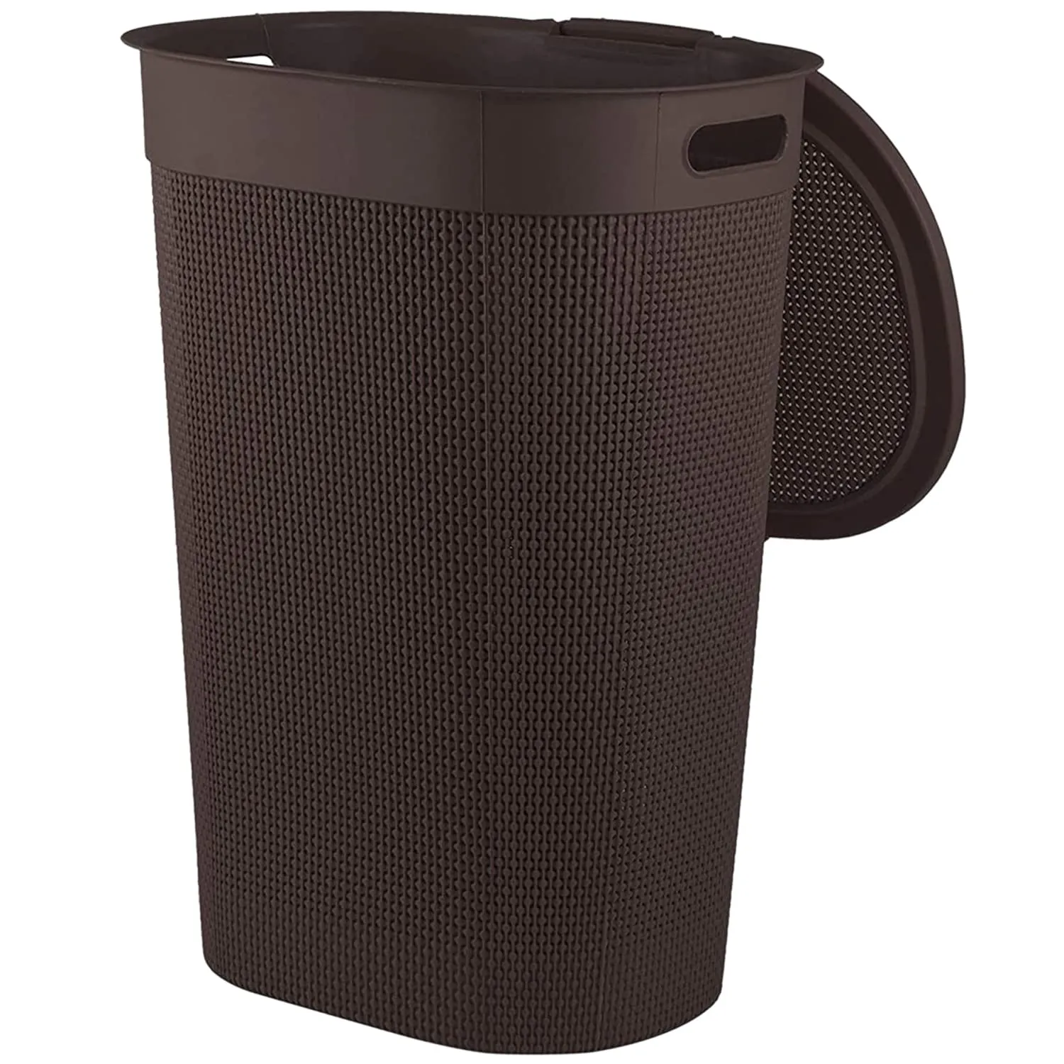 Heart Home Slim Durable Lightweight Plastic Laundry Basket, Storage Organizer With Lid, 55 Ltr. (Brown)-46HH0456