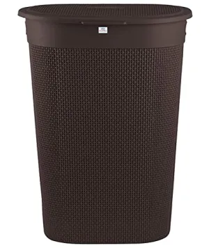 Heart Home Slim Durable Lightweight Plastic Laundry Basket, Storage Organizer With Lid, 55 Ltr. (Brown)-46HH0456
