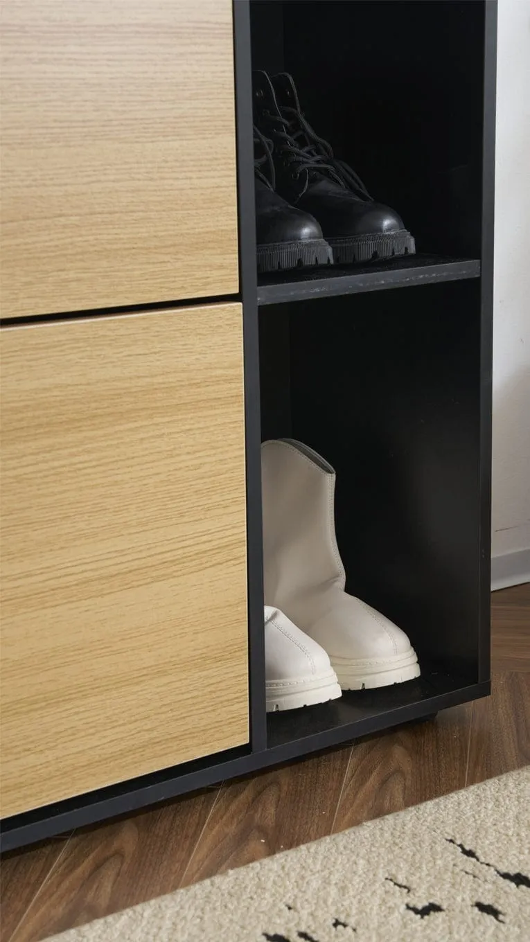 Heritage Black Oak Shoe Storage Cabinet Shoe Rack Organizer With Drawer