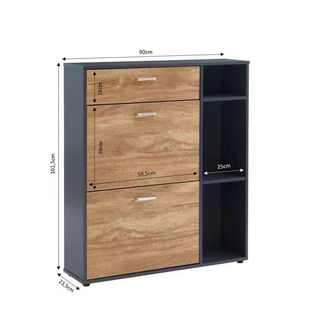 Heritage Black Oak Shoe Storage Cabinet Shoe Rack Organizer With Drawer