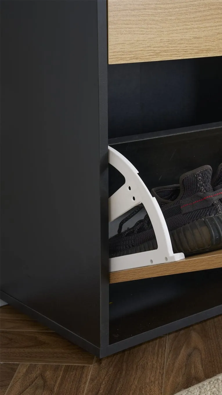 Heritage Black Oak Shoe Storage Cabinet Shoe Rack Organizer With Drawer