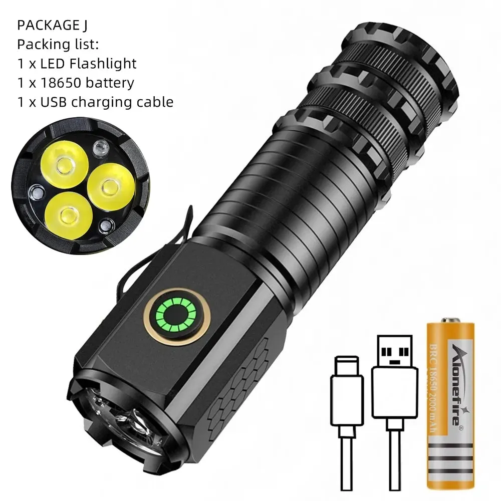 High Bright 3x Led Flashlight Type-C USB Rechargeable Portable Clip Magnet Car Repair lamp Backpack Pocket Strobe light Torch