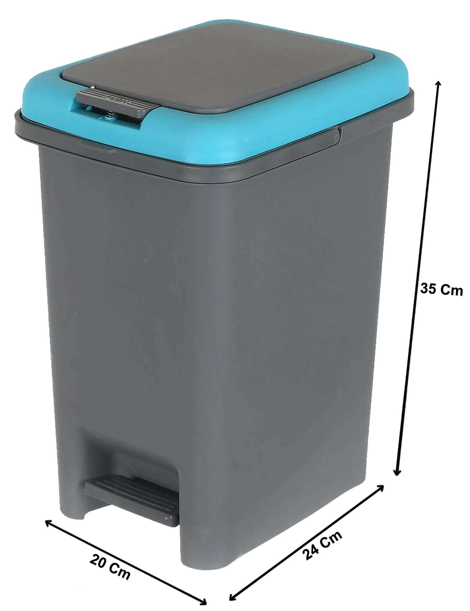 Kuber Industries 10 Ltr Plastic Push & Pedale Dustbin For Home, Kitchen, Office And Bathroom Garbage With Lid & Handle,Set of 2 (Grey & Blue)