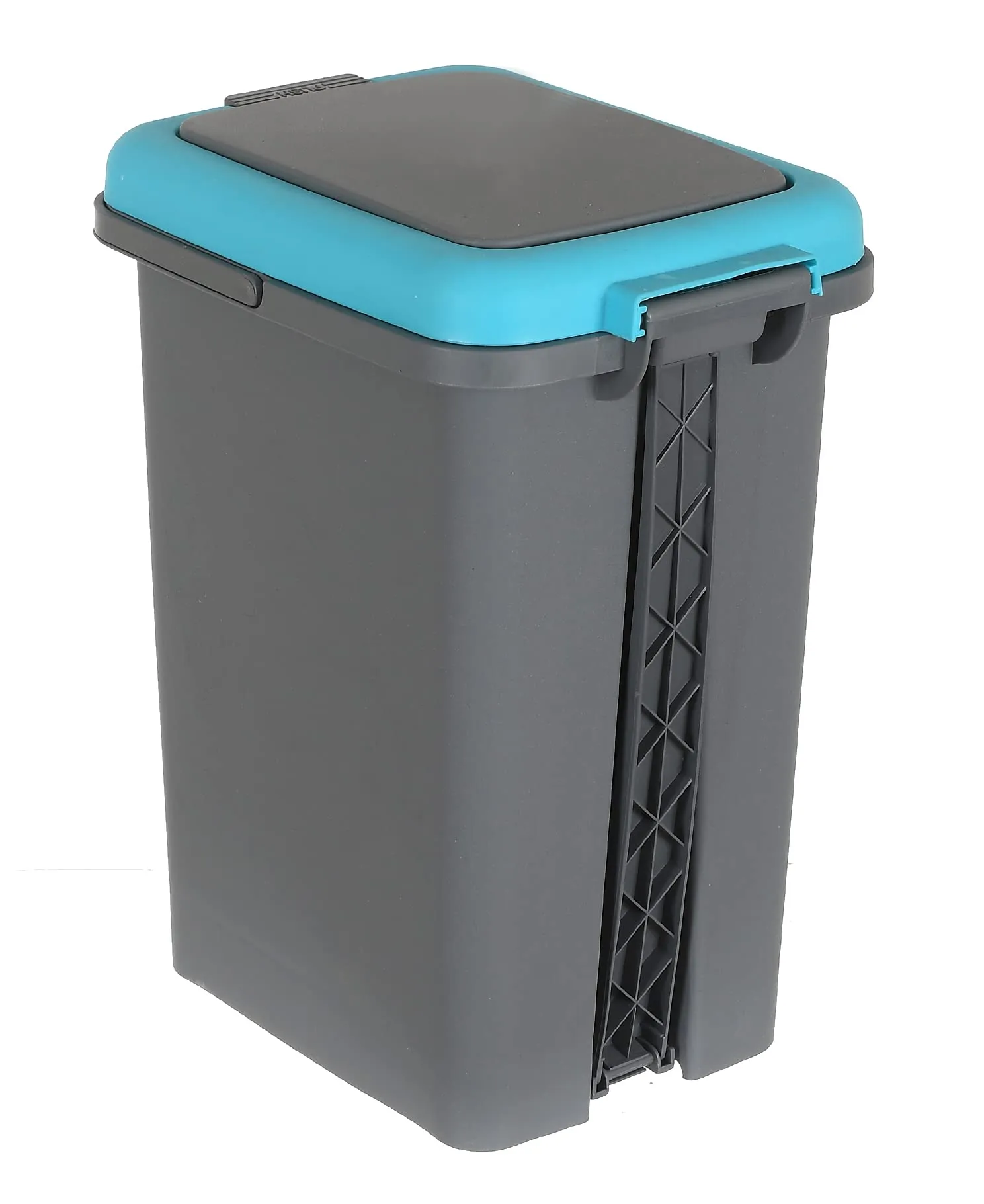 Kuber Industries 10 Ltr Plastic Push & Pedale Dustbin For Home, Kitchen, Office And Bathroom Garbage With Lid & Handle,Set of 2 (Grey & Blue)