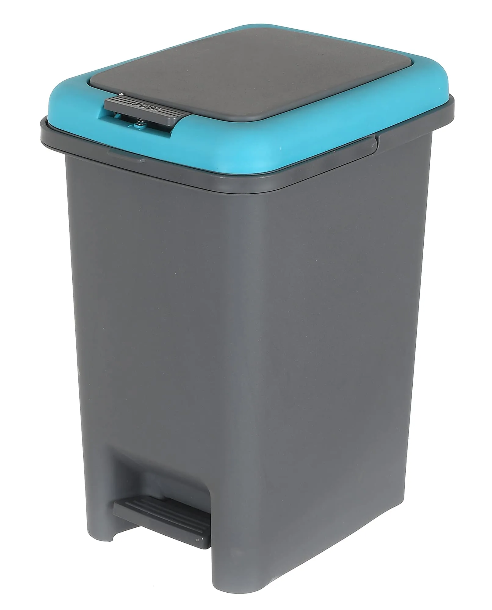 Kuber Industries 10 Ltr Plastic Push & Pedale Dustbin For Home, Kitchen, Office And Bathroom Garbage With Lid & Handle,Set of 2 (Grey & Blue)