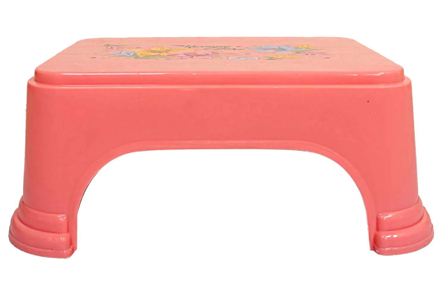 Kuber Industries Floral Print Plastic Bathroom Stool, Pink-KUBMART10862
