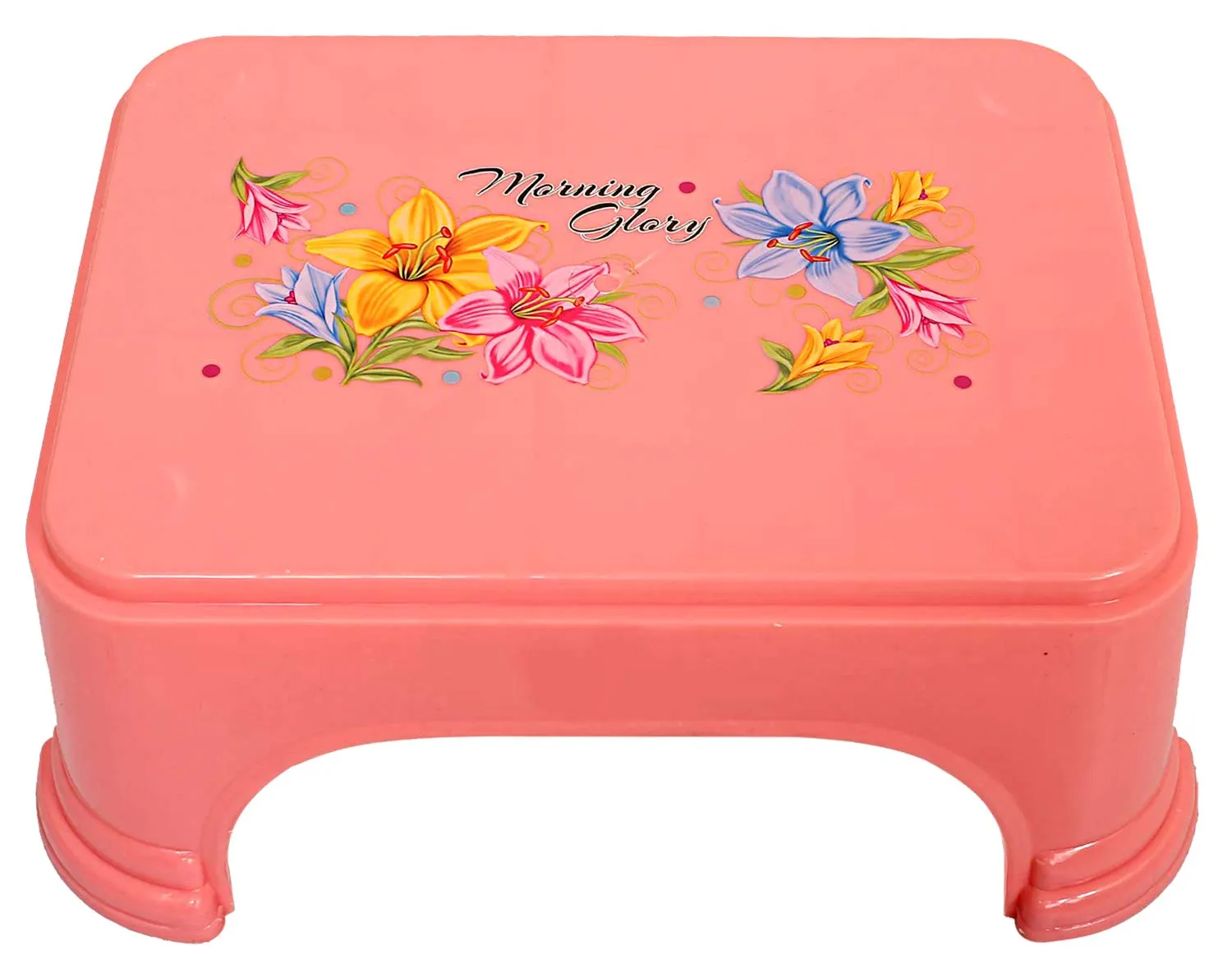 Kuber Industries Floral Print Plastic Bathroom Stool, Pink-KUBMART10862