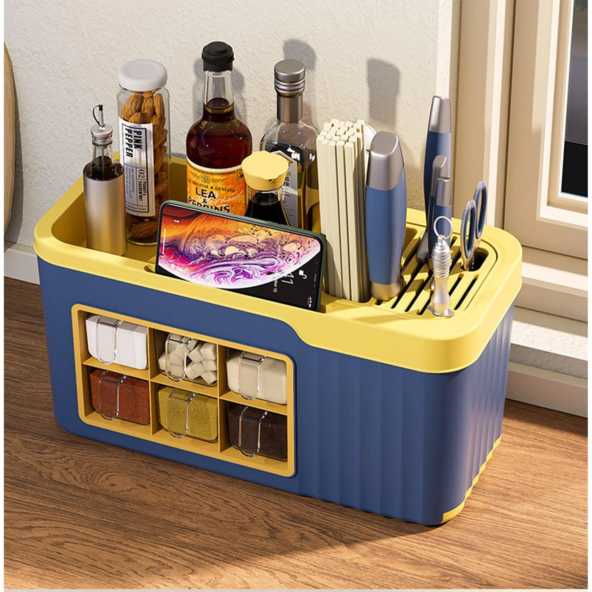 Kuber Industries Pack of 4 Multifunctional Kitchen Spice Organiser box | Multi-Functional Spice Box Rack Organizer for Pantry Countertop| Large Capacity | W8818