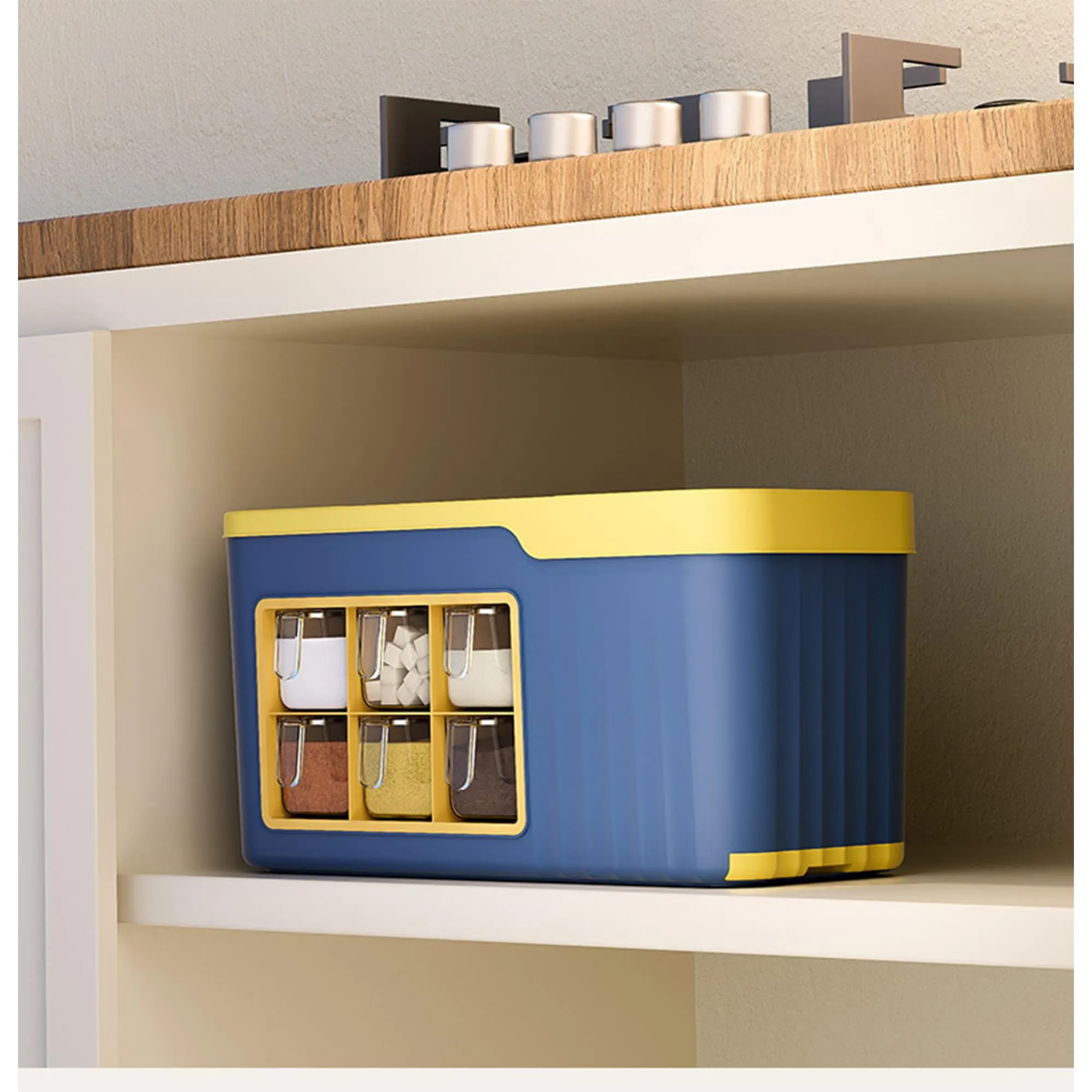 Kuber Industries Pack of 4 Multifunctional Kitchen Spice Organiser box | Multi-Functional Spice Box Rack Organizer for Pantry Countertop| Large Capacity | W8818