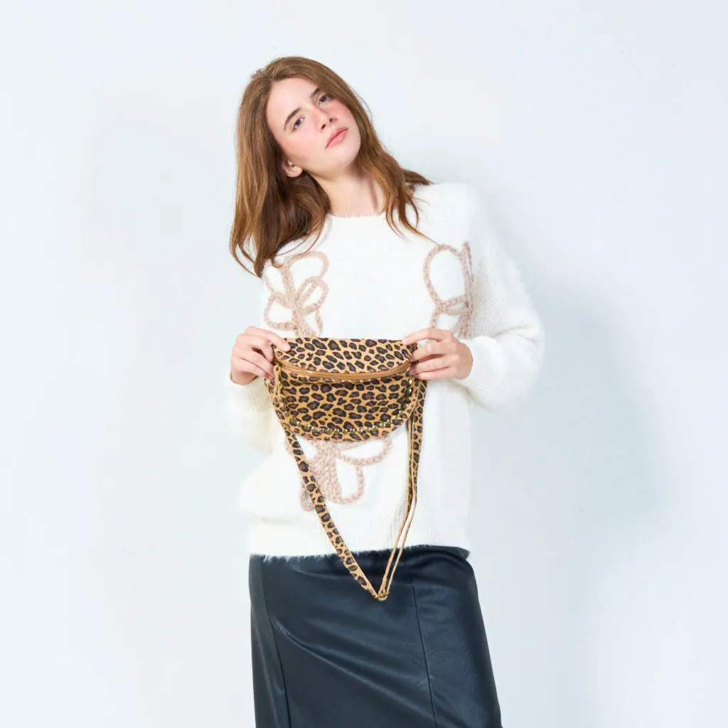 Leopard print fanny pack with adjustable strap wholesale