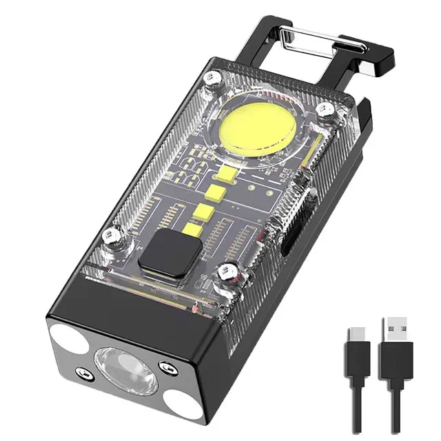 Mini Multifunctional Portable LED COB Flashlight Keychain 800LM USB Rechargeable Work Lights Outdoor Fishing Camping Lantern