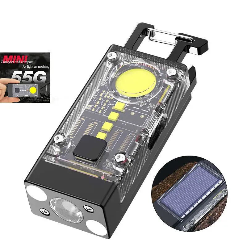 Mini Multifunctional Portable LED COB Flashlight Keychain 800LM USB Rechargeable Work Lights Outdoor Fishing Camping Lantern