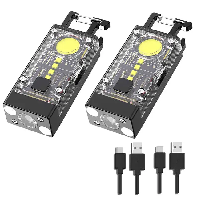Mini Multifunctional Portable LED COB Flashlight Keychain 800LM USB Rechargeable Work Lights Outdoor Fishing Camping Lantern