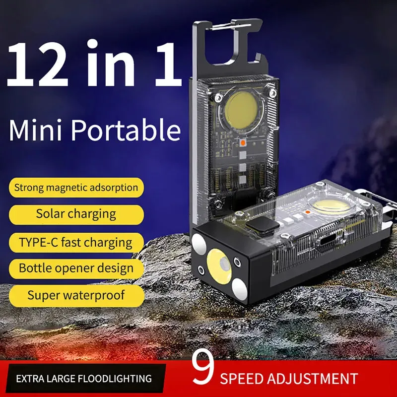 Mini Multifunctional Portable LED COB Flashlight Keychain 800LM USB Rechargeable Work Lights Outdoor Fishing Camping Lantern