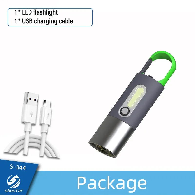 Mini Portable Flashlight, LED   COB Key Light, Side Light Illumination， Four Light Modes, Waterproof Flashlight