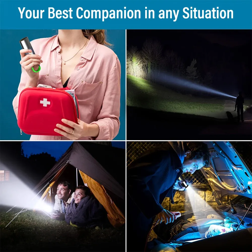 Mini Portable Flashlight, LED   COB Key Light, Side Light Illumination， Four Light Modes, Waterproof Flashlight