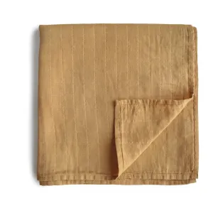 Mushie Organic Cotton Muslin Baby Swaddle - Fall Yellow