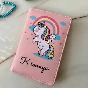 Passport Cover   Luggage Tag -  Unicorn Rainbow