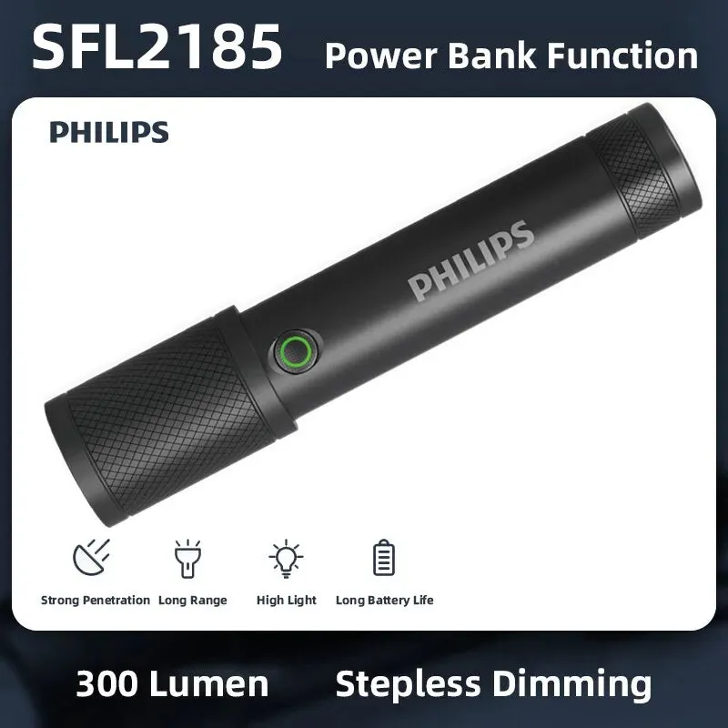 Philips LED Flashlight With USB 18650 Rechargeable Battery 4 Lighting Modes Waterproof Outdoor Camping Self Defense Flashlights