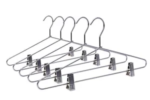 Quality Hangers Heavy Duty Metal Skirt Hangers Coat Hangers with Clips and Polished Chrome (5 Pack)