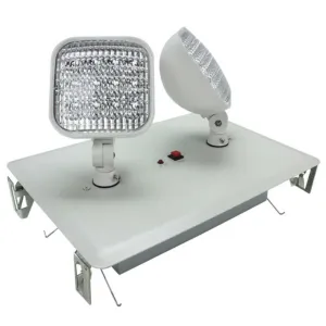 Recessed LED Emergency Light, 2 Watts, 2 Adjustable Lamp Heads, 120-277V, White