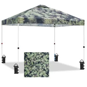SHADE GRAPHiX Easy Setup 10x10 Pop Up Canopy Tent with Digital Printed Tree Camo Top