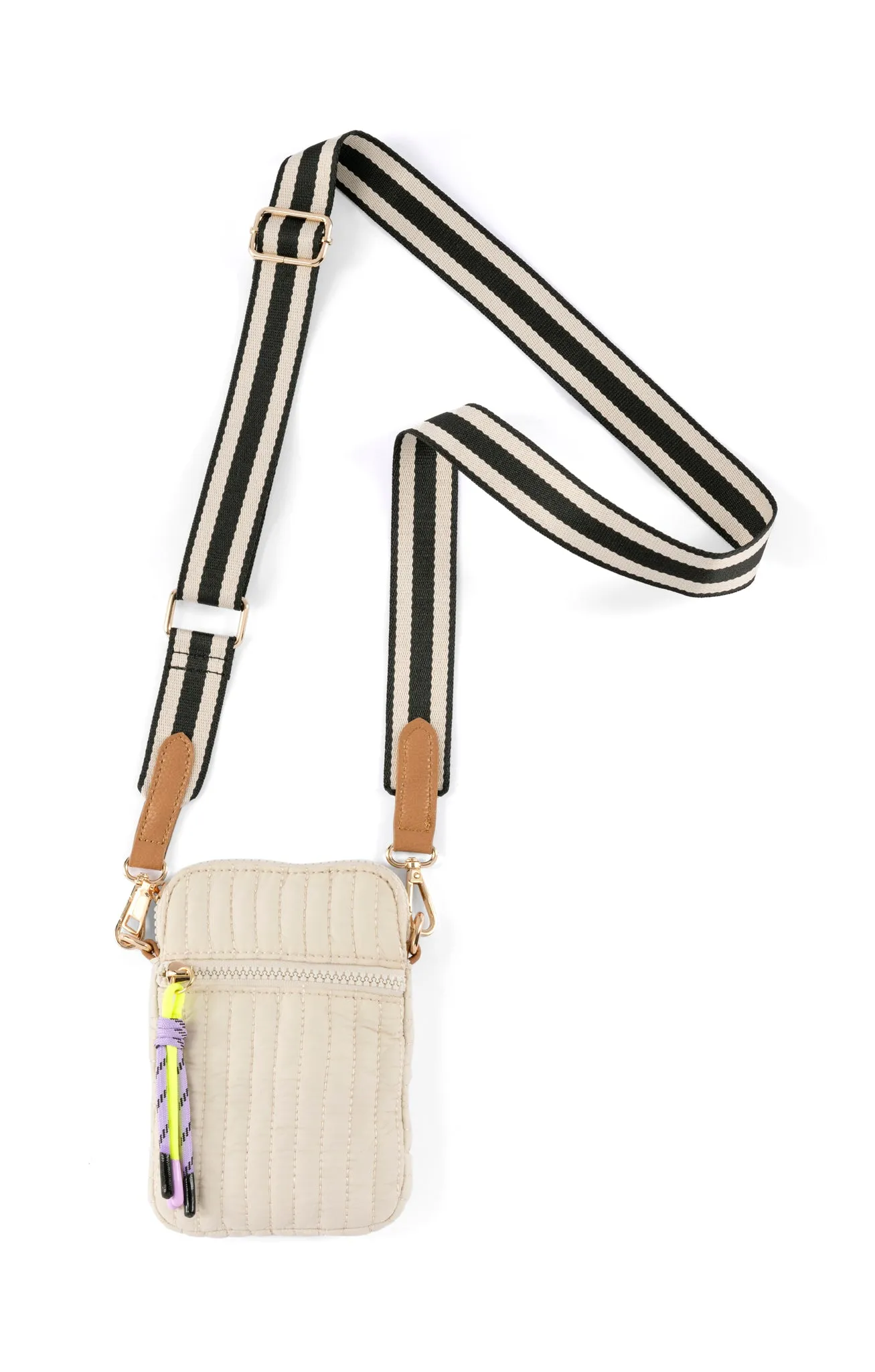 Shiraleah Ezra Quilted Nylon Phone Holder, Ivory